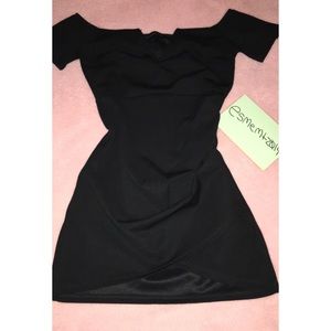 Over the shoulders little black dress